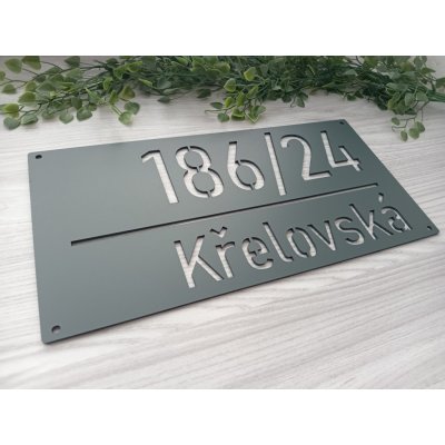 Domovní číslo tabulka, vlastní text 20x40cm - Plastová deska (antracit RAL 7016) – Hledejceny.cz