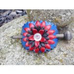 Kožená spona do vlasů s dřevěnou jehlicí č.22 Barva: Modrá – Zboží Dáma