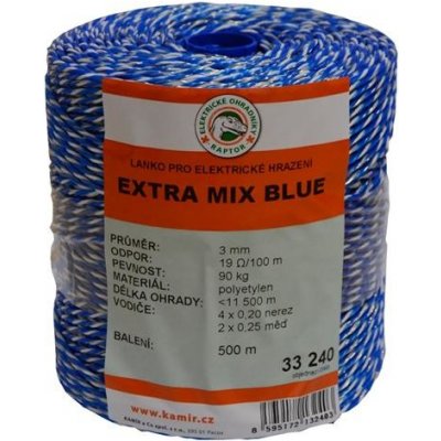 Polyetylenové lanko pro elektrické ohradníky EXTRA MIX BLUE 3 mm – Zboží Dáma