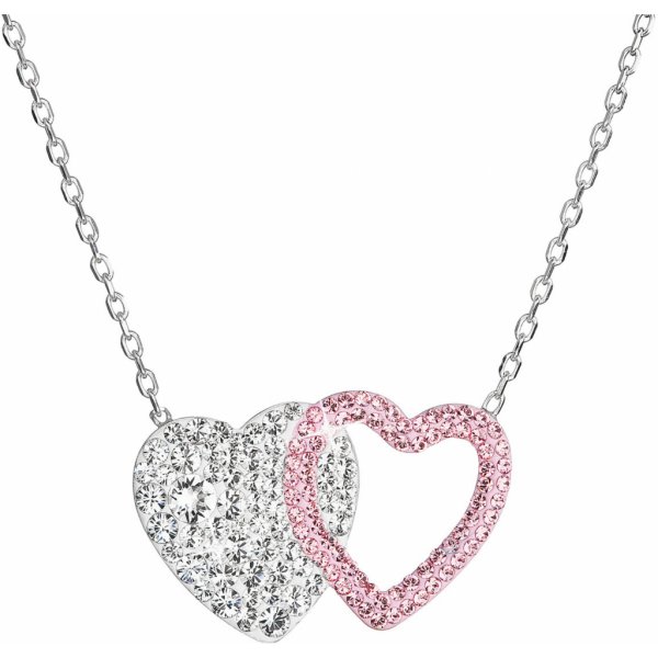 Evolution Group Stříbrný náhrdelník dvojité srdce se Swarovski krystaly  32079.1 růžové od 1 498 Kč - Heureka.cz