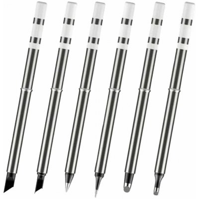 FNIRSI Náhradní pájecí hroty HS-01, 6 ks soldering tips HS-01 - B2, BC2, BC3, KR, K65, ILS – Sleviste.cz