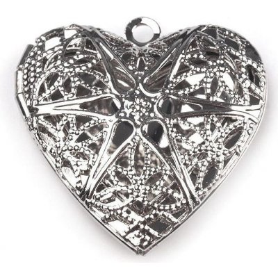 Prima-obchod Medailonek srdce 26x26 mm otevírací, barva 2 platina – Sleviste.cz