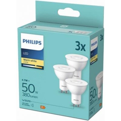 Philips 8719514393998 LED žárovka GU10 4,7W/50W 400lm 2700K PAR16 3-set