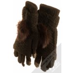 URan Multiway 2in1 Women Touch pletené rukavice s bambulkou pro kapacitní dotykový displej tmavě hnědá dark brown – Sleviste.cz