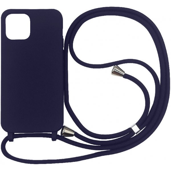 Pouzdro a kryt na mobilní telefon Pouzdro SES Gumové ochranné se šňůrkou na krk Apple iPhone SE 2020 - tmavě modré