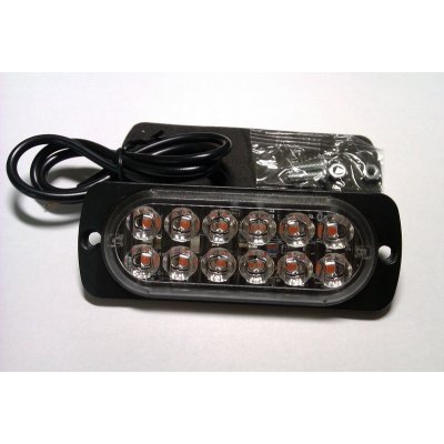 LED stroboskop maják - 12 LED 12V 24V 1W oranžový (snížený výkon 1W)