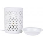 Lumivia Elektrická keramická aroma lampa s krajkovým dekorem matná bílá & odnímatelná miska – Zboží Dáma
