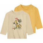 lupilu Dětské triko s dlouhými rukávy BIO 2kusy béžová žlutá – Zboží Mobilmania