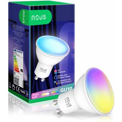 NOUS P8, smart žárovka GU10 230V, WiFi, bodovka, 350lm, vícebarevná RGB, kompatibilní s Tuya 448019