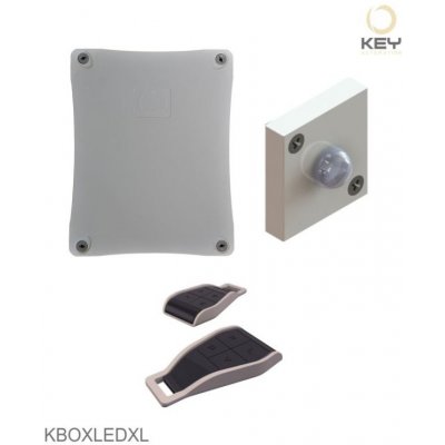 PROFI Kit GARDEN BOX pro ovládání 64 zahradních světel KEY. Kit obsahuje: elektroniku (BOXLEDXL), noční senzor (QUADRO), 2x ovladač (KPLAY4R). – Zbozi.Blesk.cz