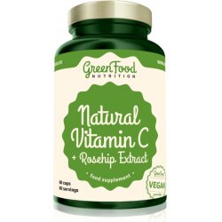 Greenfood Nutrition Natural Vitamin C + Rosehip Extract + Pillbox Gratis 60 kapslí