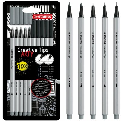 Stabilo Linery Creative Tips arty sada černá šedá 5 šířek stopy – Zboží Dáma