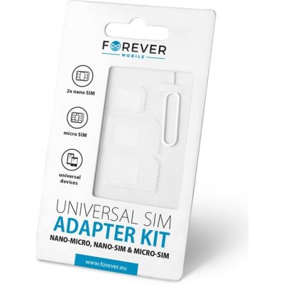 Forever SIM ADAPTÉRY SET / MICRO SIM 3ff-2ff NANO 4ff-2ff NANO 4ff-3ff s aplikátorem (SIMADA-SETTFO) – Zbozi.Blesk.cz