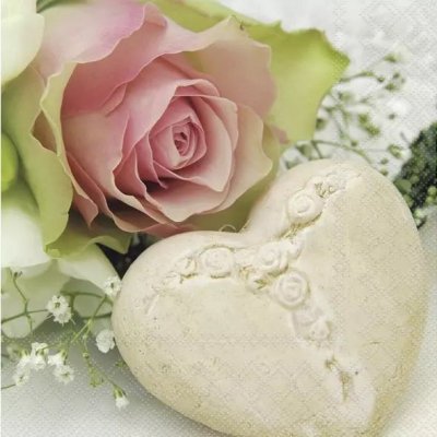 Ubrousek 33x33cm Růže a srdce – Zboží Dáma