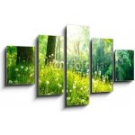 Obraz 5D pětidílný - 125 x 70 cm - Spring Nature. Beautiful Landscape. Green Grass and Trees Jarní příroda. Krásná krajina. Zelená tráva a stromy – Hledejceny.cz