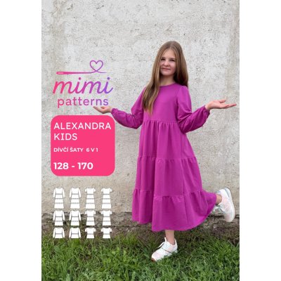 Dívčí střih na šaty Alexandra kids 6v1, 128 - 170 | MIMI patterns - Česky – Sleviste.cz
