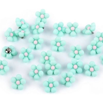 Knoflík plastový 14 mm 3D květ mint – Zboží Dáma