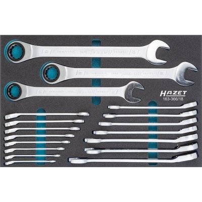 HAZET Ráčna-klíč očko-vidlice Ratcheting combination wrench set HZT 163-366/18 – Zbozi.Blesk.cz