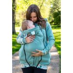 Jsem máma nosicí mikina s kapucí Mintová s květy – Zboží Dáma