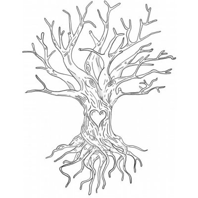 Svatba-eshop Svatební strom černobílý s kořeny a srdcem A3 - svatební stromy – Zboží Mobilmania