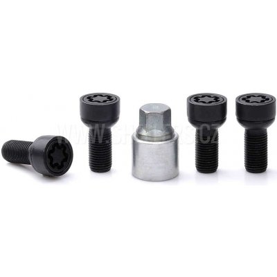 Pojistné bezpečnostní šrouby M14x1,5x27 kulová R14, klíč 17, STARLOCK ZAM/E BLK, SICUSTAR BVN527R14, Mercedes, černé – Sleviste.cz