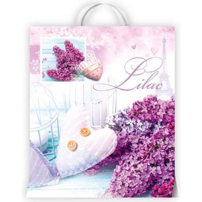 Igelitová taška MFP Květy fialové 40x46x8 (s uchem)