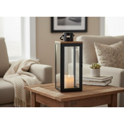 Dekorační lucerna HULK kovová černá 15x14x37 cm – Sleviste.cz