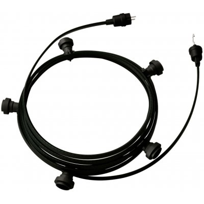 creative cables Hotový světelný řetěz LUMET 7,5 m je sestavený z 5 černých objímek, háčku a zástrčky, IP44 Barva kabelu: Černá - CM04 – Hledejceny.cz