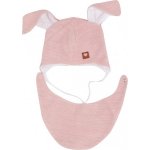 Z&Z Dvouvrstvá pletená čepice na zavazování s šátkem 2v1 Zajíček růžová – Zbozi.Blesk.cz