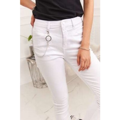 Fasardi džínové kalhoty slim fit bílé