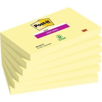 3M POSTIT Samolepicí bloček Super Sticky, žlutá, 76 x 127 mm, 6x 90 listů, 3M POSTIT 7100242801 ,balení 540 ks 20798