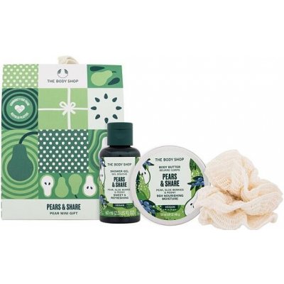 The Body Shop Pears & Share Mini Gift dárková sada sprchový gel Pears & Share Shower Gel 60 ml + tělové máslo Pears & Share Body Butter 50 ml + žínka