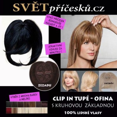 Tupé ofina s kruhovou základnou - pravé vlasy - melír černá a měděná od 1  299 Kč - Heureka.cz