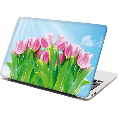 Sablio Samolepka na notebook Růžové tulipány - 38x26 cm – Zboží Živě