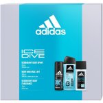 Adidas Ice Dive deodorant sklo 75 ml + sprchový gel 250 ml + deospray 150 ml dárková sada – Sleviste.cz