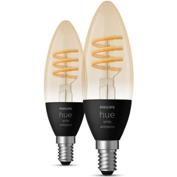 Philips Hue White Ambiance 4.6W 550 Filament svíčka E14 2ks