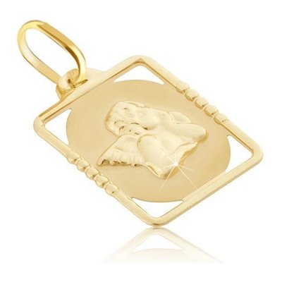 Šperky eshop Zlatý přívěsek 585 známka s vystouplým andělem v obdélníkovém rámu GG01.09 – Zboží Mobilmania