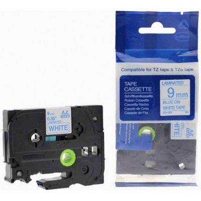 Kompatibilní páska s Brother TZ-223 / TZe-223, 9mm x 8m, modrý tisk / bílý podklad – Zboží Mobilmania