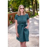 Jsem máma mušelínové kojicí šaty s mašlí smaragdově zelené s puntíčky – Zboží Mobilmania