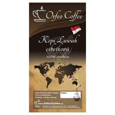 Orfeo coffee Kopi Luwak cibetková 100% arabika zrnková 250 g – Hledejceny.cz