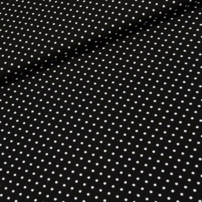 Viskózový úplet N19246/69, bílý puntík na černé, š.147cm (látka v metráži) – Zboží Mobilmania