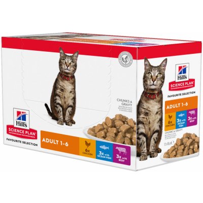 Hill's Science Plan Feline Adult Chicken Beef & Ocean Fish 12 x 85 g