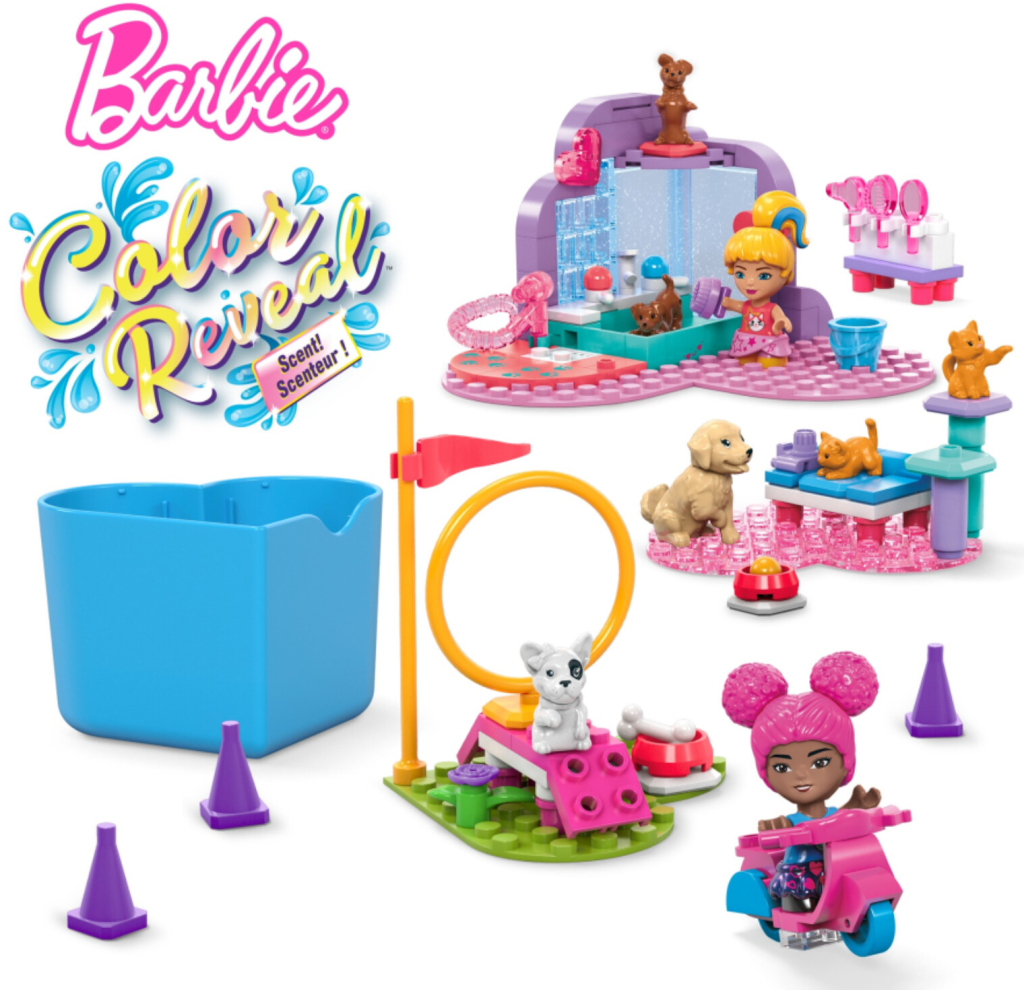 MEGA BLOKS Mega Construx Barbie Color Reveal Trénuj a pečuj o mazlíčky