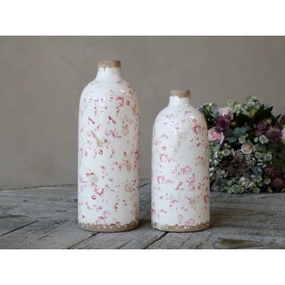 Keramická dekorační váza s růžovými kvítky Floral Cannes - Ø 11*26cm - Chic Antique – Hledejceny.cz