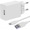 Nabíječka pro mobilní telefony Obal:Me Cestovní USB-A 10W + USB-A/USB-C Kabel 1m White 10W1UWH-C