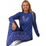 Modré jemné dámské s šedým vzorem lístečků a lístky do srdíčka 1B1840 – Zboží Dáma