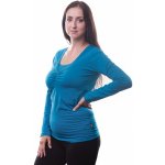 Jožánek Klaudie kojící tričko vsadka dlouhý rukáv petrolejová tmavě tyrkys – Zboží Dáma