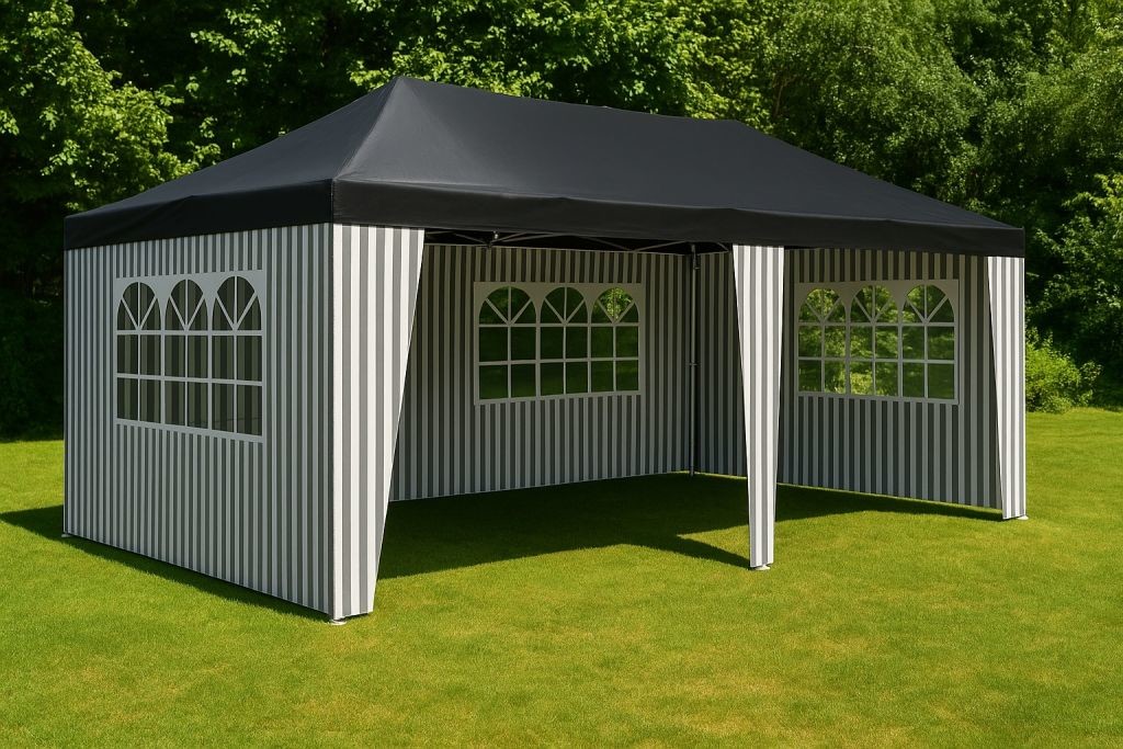 Garthen D71702 Zahradní párty stan - 3 x 6 m, antracit + 6 bočnic