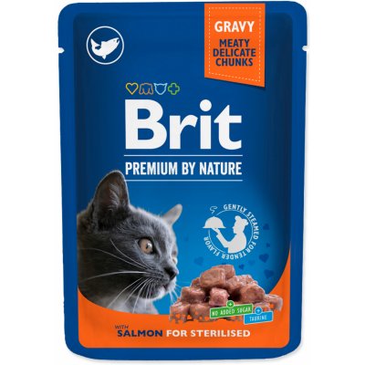 Brit Premium by Nature Chunks in Gravy with Salmon for Sterilised Cats 100 g – Zboží Mobilmania