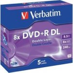 Verbatim DVD+R DL, 8,5GB 8x, AZO, jewel, 5ks (43541) – Zboží Živě